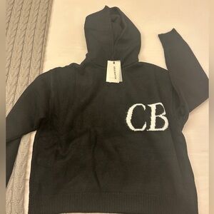 Cole Buxton Black Knit Hoodie with White lettering